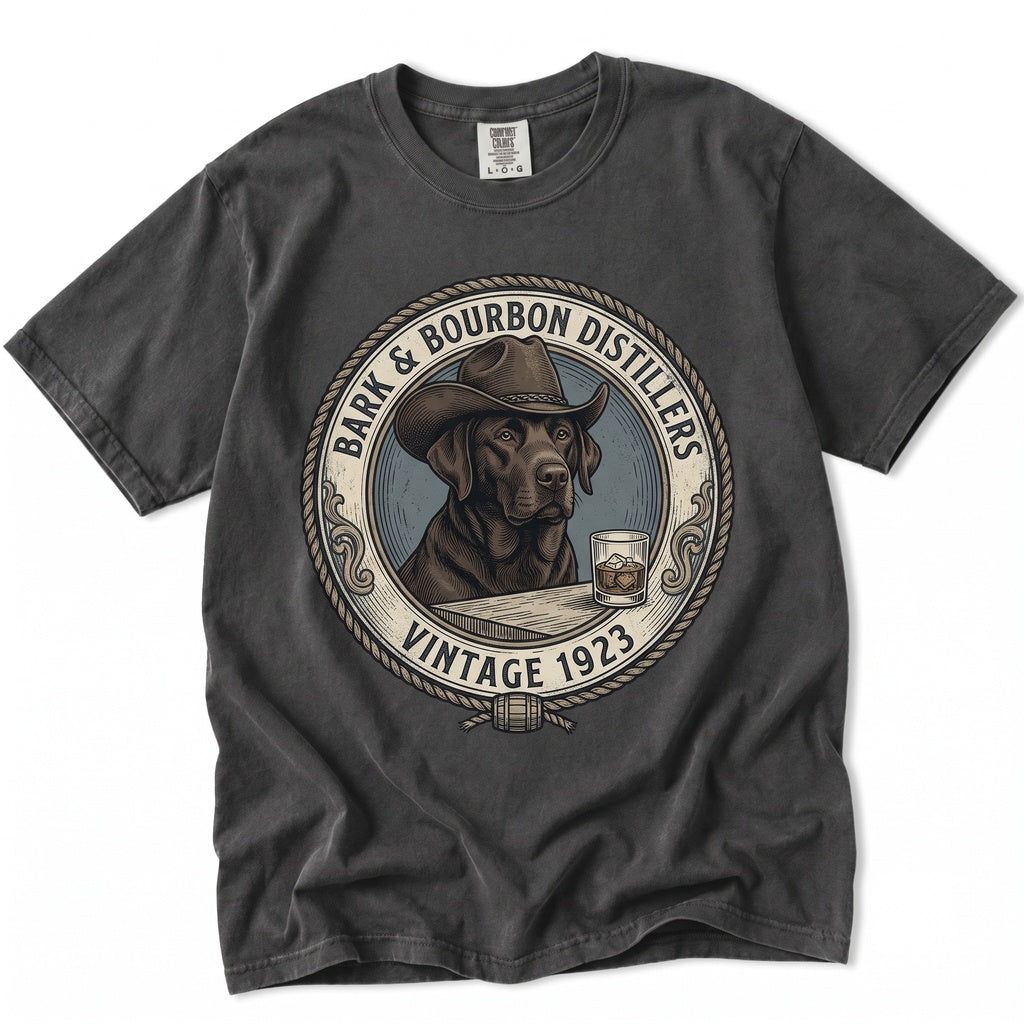 Funny Cowboy Dog Drinking Whiskey Meme, Chocolate Lab Pet Dad Lover Gift, Unisex TShirt