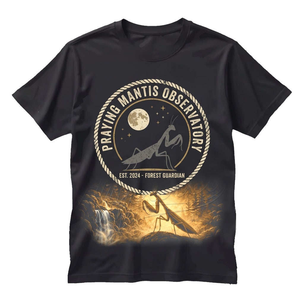 Vintage Praying Mantis Full Moon Howling Creepy Insect Grasshopper Funny Gardening Graphic Unisex TShirt