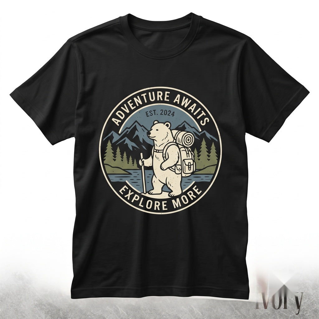 Vintage Hiking Bear Graphic Nature Lover Outdoor Adventure Wildlife Camping Gift Unisex TShirt