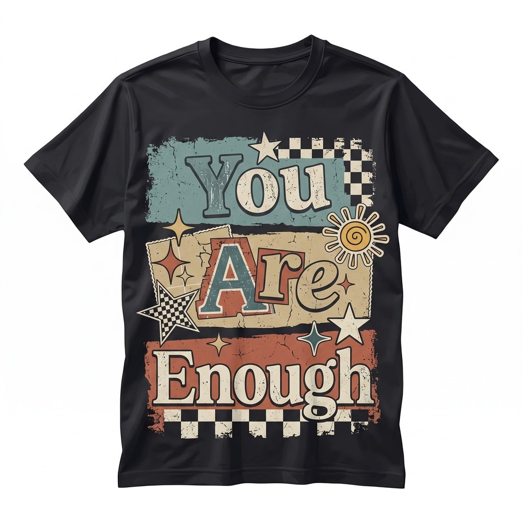 You Are Enough Retro Motivational Therapist Teacher Inspirational Positive Vibes Unisex TShirt
