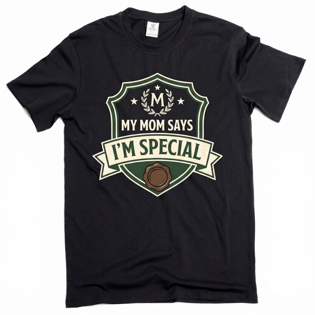 My Mom Says Im Special Funny Sarcastic Birthday Gift for Son Daughter Cute Family Humor Novelty Graphic Unisex TShirt