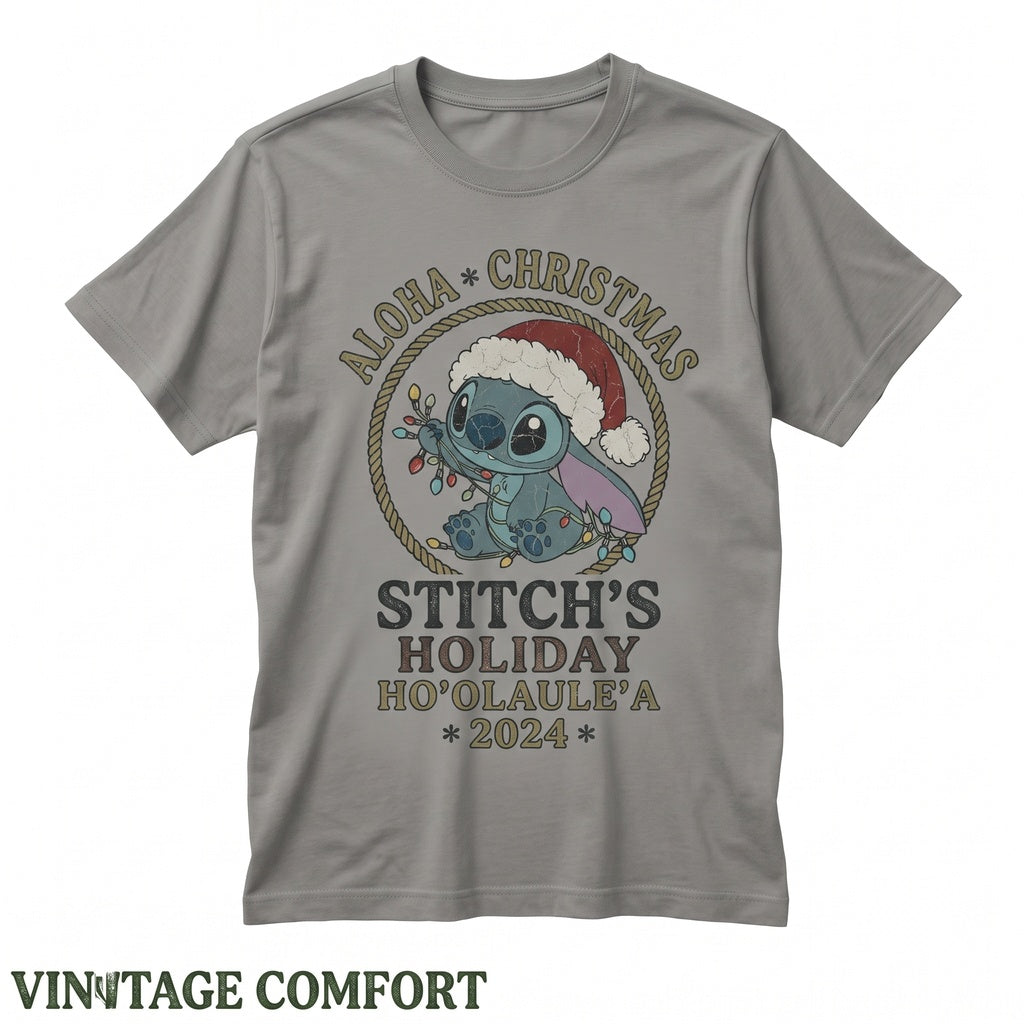 Cute Blue Alien Merry Christmas Lights Festive Holiday Winter Graphic Unisex TShirt