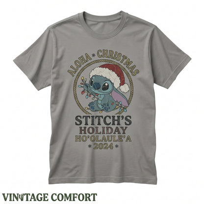 Cute Blue Alien Merry Christmas Lights Festive Holiday Winter Graphic Unisex TShirt