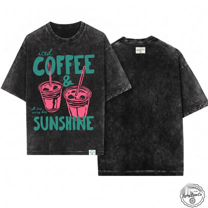 Iced Coffee Sunshine Lover Summer Graphic Vibes Tee Unisex Wash T-Shirt
