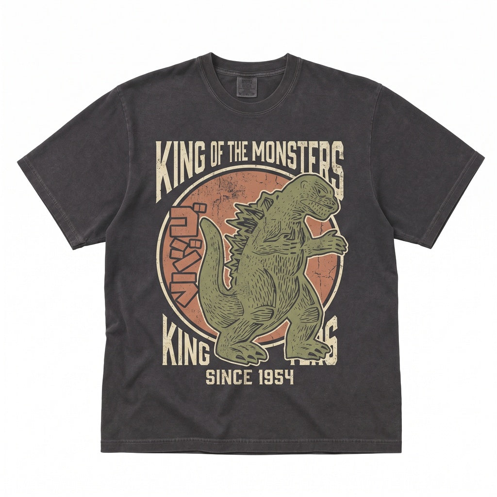 Retro 90s Japanese Kaiju Monster Movie Poster Minimalist Sci-Fi Horror Film Graphic Memorabilia Unisex TShirt
