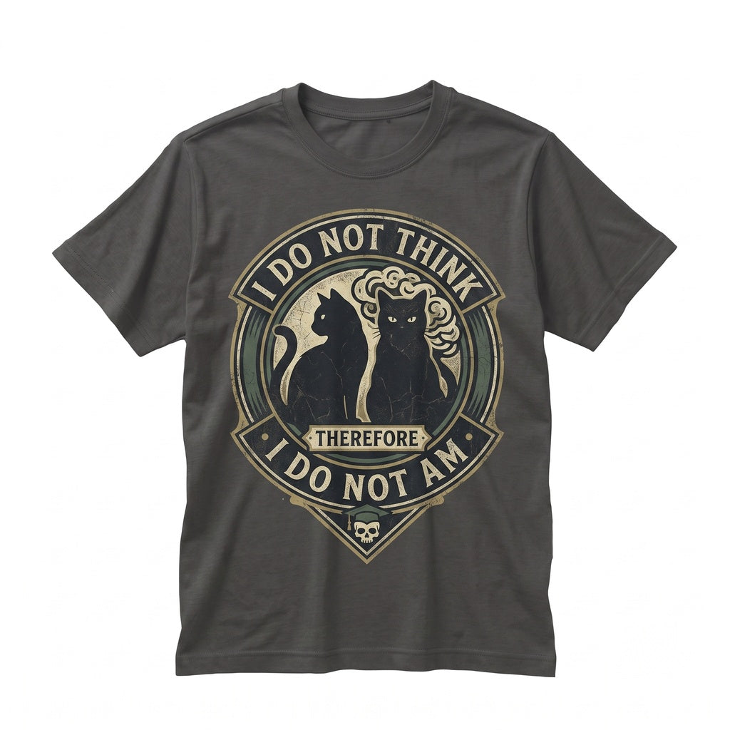 I Do Not Think Therefore Am Funny Cat Meme Graphic Vintage 80s 90s Retro Grunge Witchy Goth Emo Punk Apparel Unisex TShirt