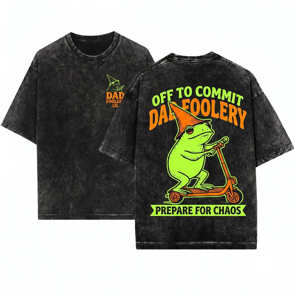 Frog Off To Commit Dad Foolery Funny Weekend Antics Everyday Laughs Graphic Vintage Novelty Unisex Wash T-Shirt