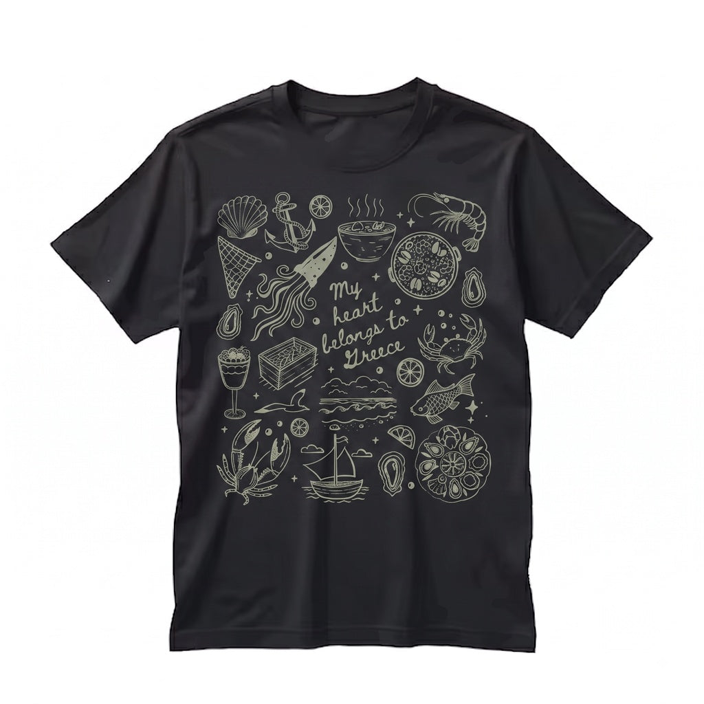 Retro Greek Seafood Lover Graphic Vacation Unisex TShirt