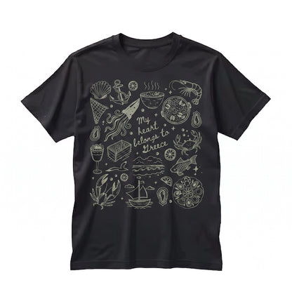 Retro Greek Seafood Lover Graphic Vacation Unisex TShirt