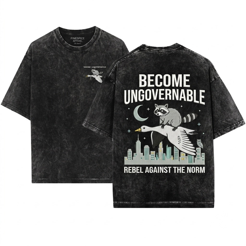 Become Ungovernable Embroidered Goose & Raccoon Shirt