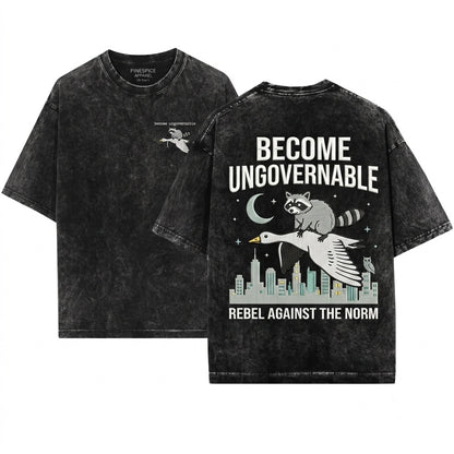 Become Ungovernable Embroidered Goose & Raccoon Shirt