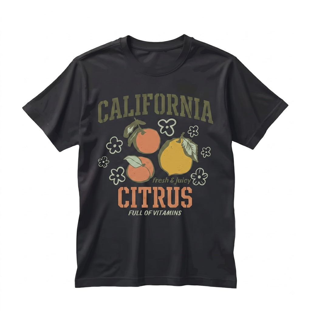 California Citrus Lemon Orange Graphic Fruit Print Retro Summer Apparel Unisex TShirt