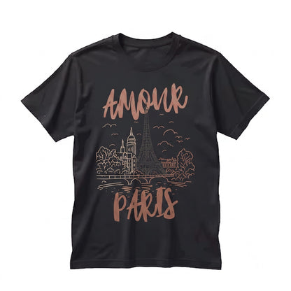 Amour Paris Eiffel Tower French Aesthetic Vintage Romantic Travel Graphic Gift Unisex TShirt