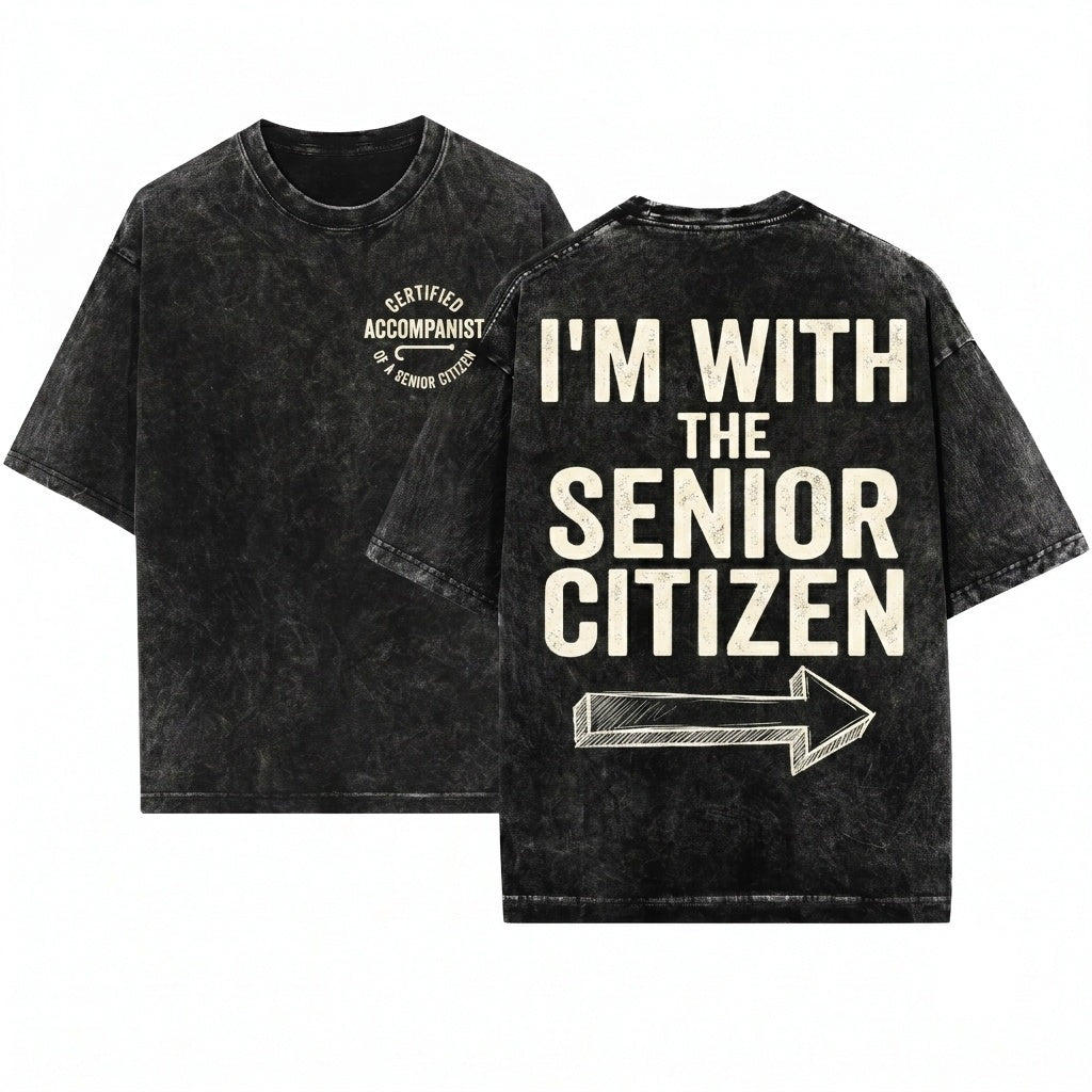 Im With The Senior Citizen Funny Halloween Couple Costume Unisex Wash T-Shirt