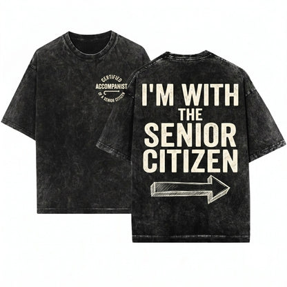 Im With The Senior Citizen Funny Halloween Couple Costume Unisex Wash T-Shirt