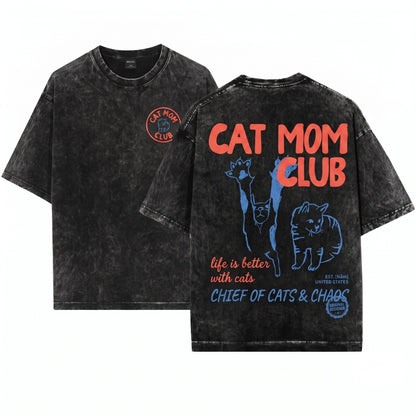 Funny Cat Mom Fur Mama Lover Cute Pet Humor Apparel Gift Unisex Wash T-Shirt