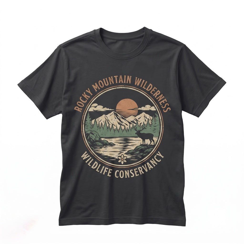 Vintage Mountain Elk Sunset Graphic Retro National Park Wilderness Nature Adventure Outdoor Gift Unisex TShirt