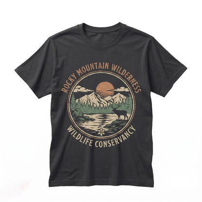 Vintage Mountain Elk Sunset Graphic Retro National Park Wilderness Nature Adventure Outdoor Gift Unisex TShirt