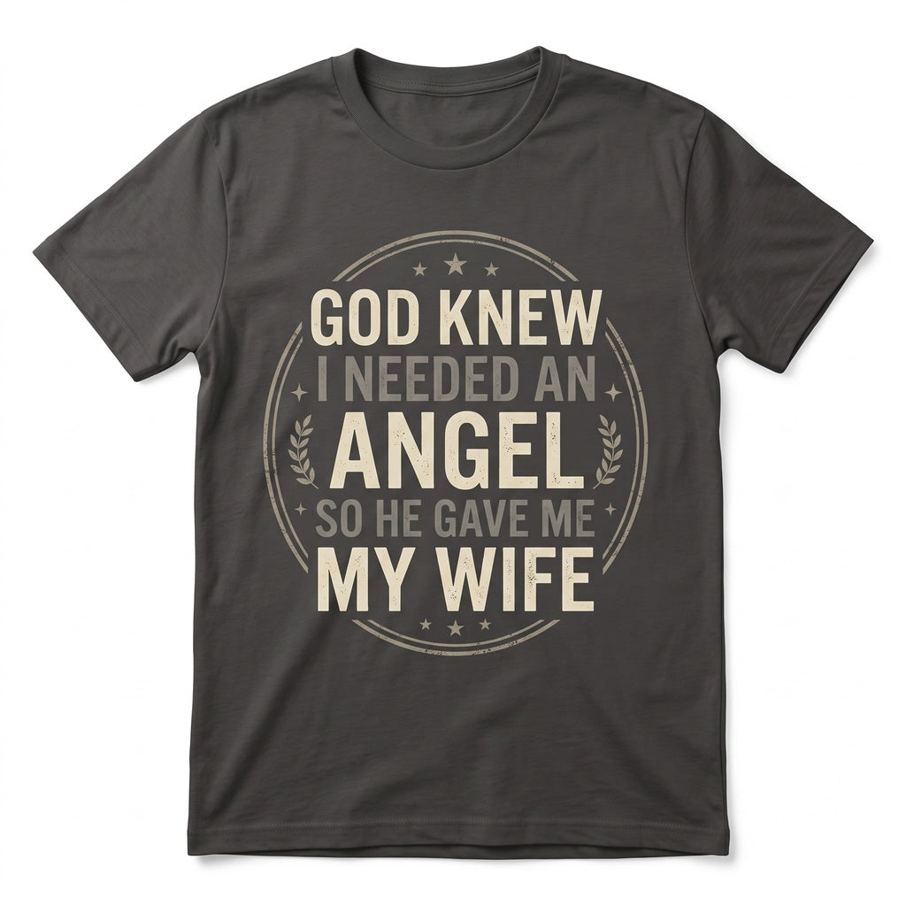 Husband Angel Wife Cute Marriage Anniversary Birthday Gift for Him Men Family Unisex TShirt