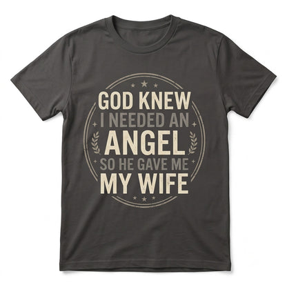 Husband Angel Wife Cute Marriage Anniversary Birthday Gift for Him Men Family Unisex TShirt
