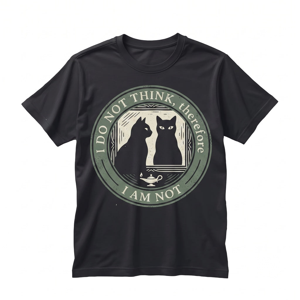 I Do Not Think Therefore Am Funny Cat Meme Graphic Vintage 80s 90s Retro Grunge Witchy Goth Emo Punk Apparel Unisex TShirt
