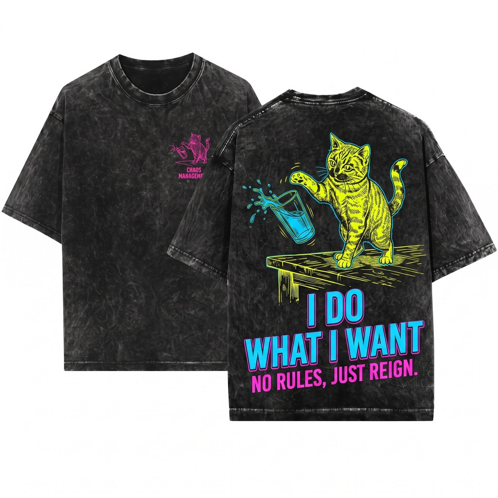 I Do What I Want Funny Sassy Cat Lover Feline Pet Sarcastic Graphic Unisex Wash T-Shirt