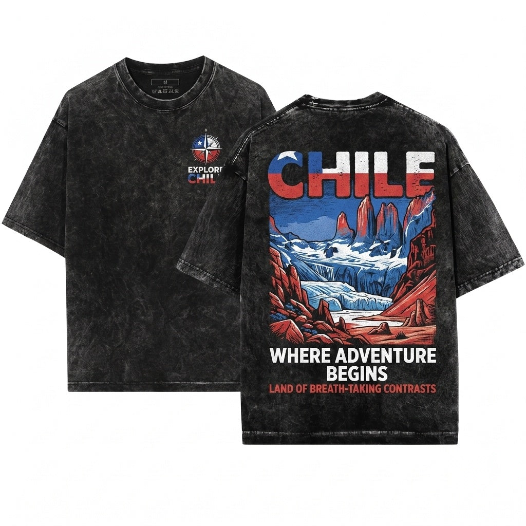 Chilean National Flag Patriotic Country Pride Chile Souvenir Birthday Christmas Gift Unisex Wash T-Shirt