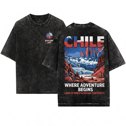 Chilean National Flag Patriotic Country Pride Chile Souvenir Birthday Christmas Gift Unisex Wash T-Shirt
