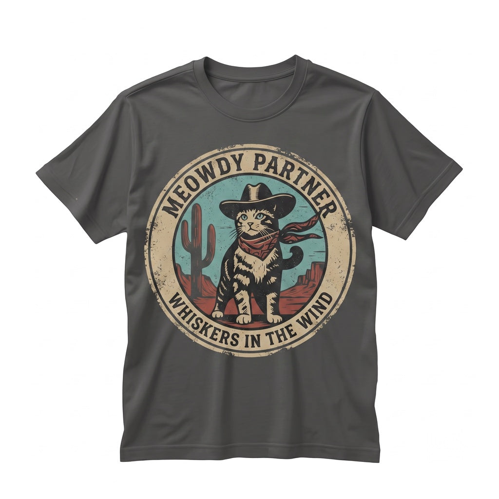 Funny Meowdy Partner Cowboy Cat Western Graphic Pet Lover Gift Unisex TShirt