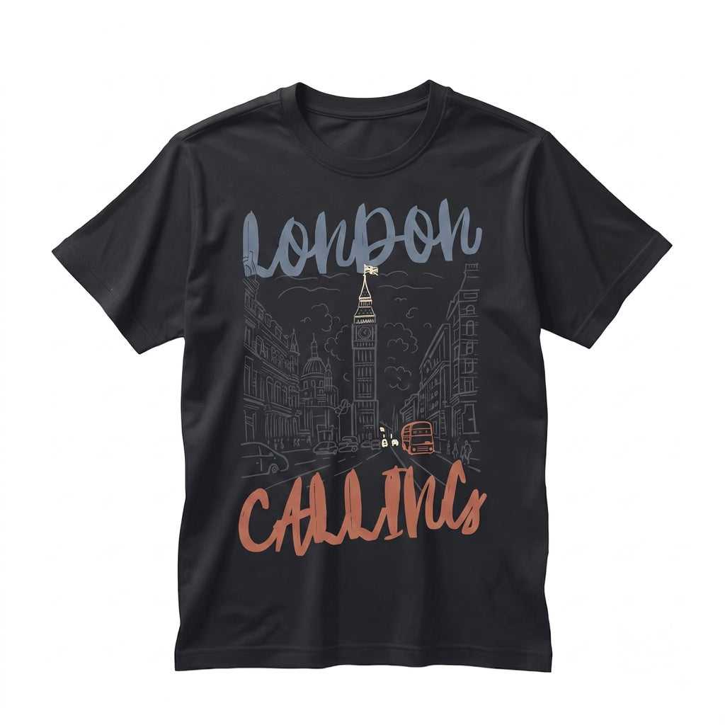 London Calling Graphic Cotton Vintage British Punk Rock Music Apparel Unisex TShirt