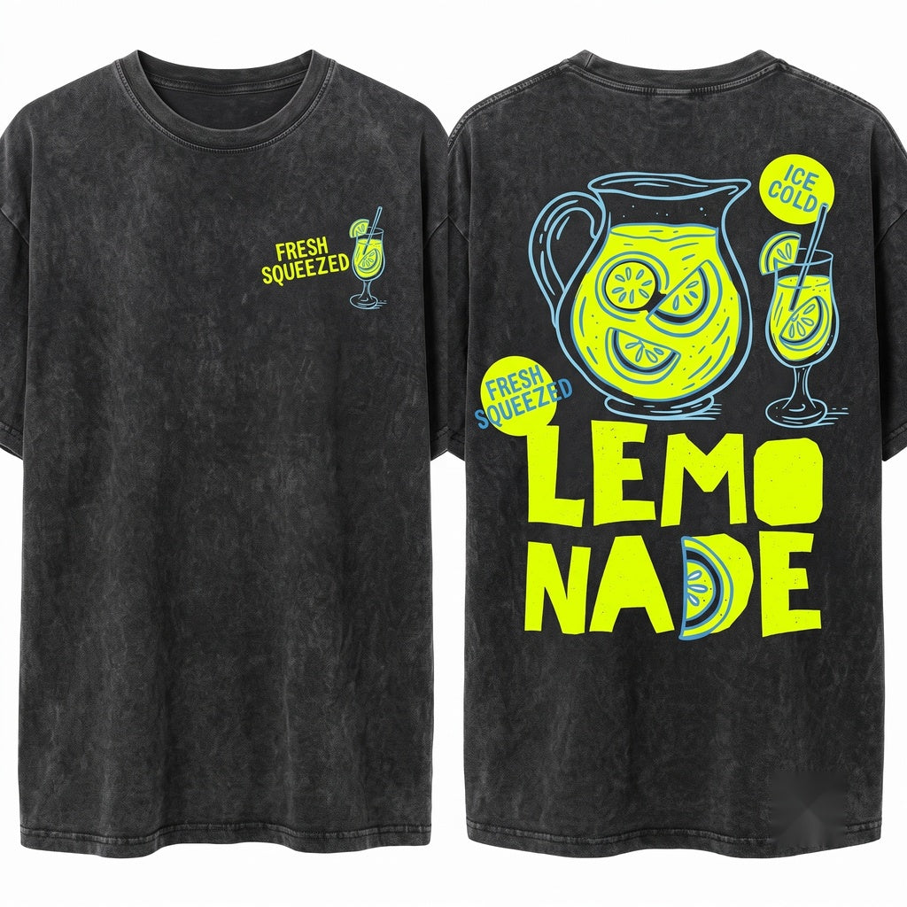 Lemonade Graphic Lemoncore Retro Citrus Design Unisex Wash T-Shirt