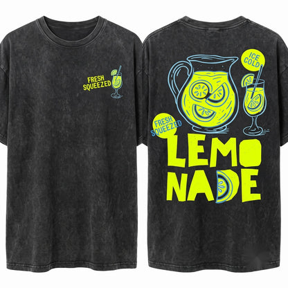 Lemonade Graphic Lemoncore Retro Citrus Design Unisex Wash T-Shirt