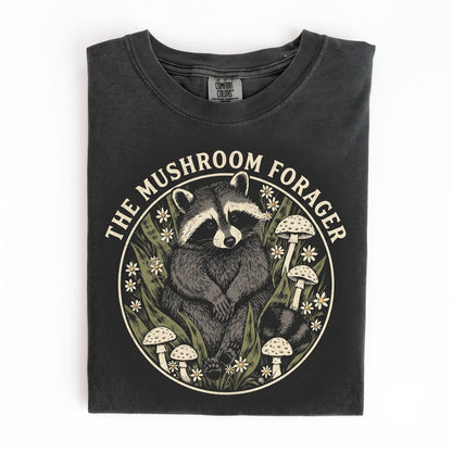 Old School Raccoon Mushroom Graphic Woodland Wildlife Whimsical Forest Nature Animal Lover Gift Unisex TShirt