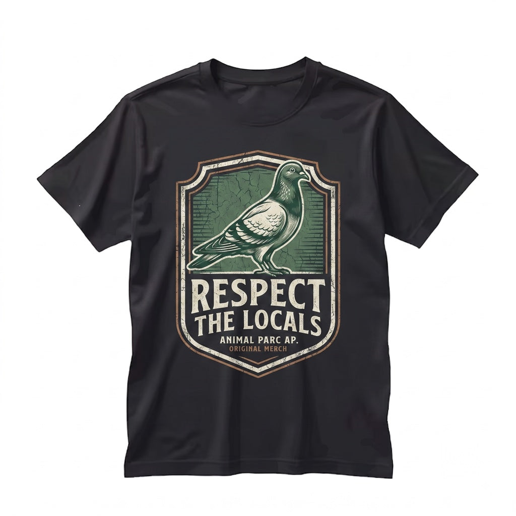Respect The Locals Pigeon Funny Animal Lover Graphic Unisex TShirt