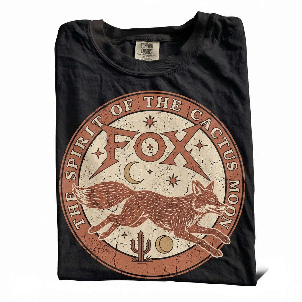 Vintage Y2K Western Desert Fox Graphic Cosmic Southwest Coyote Animal Gift Top Unisex TShirt