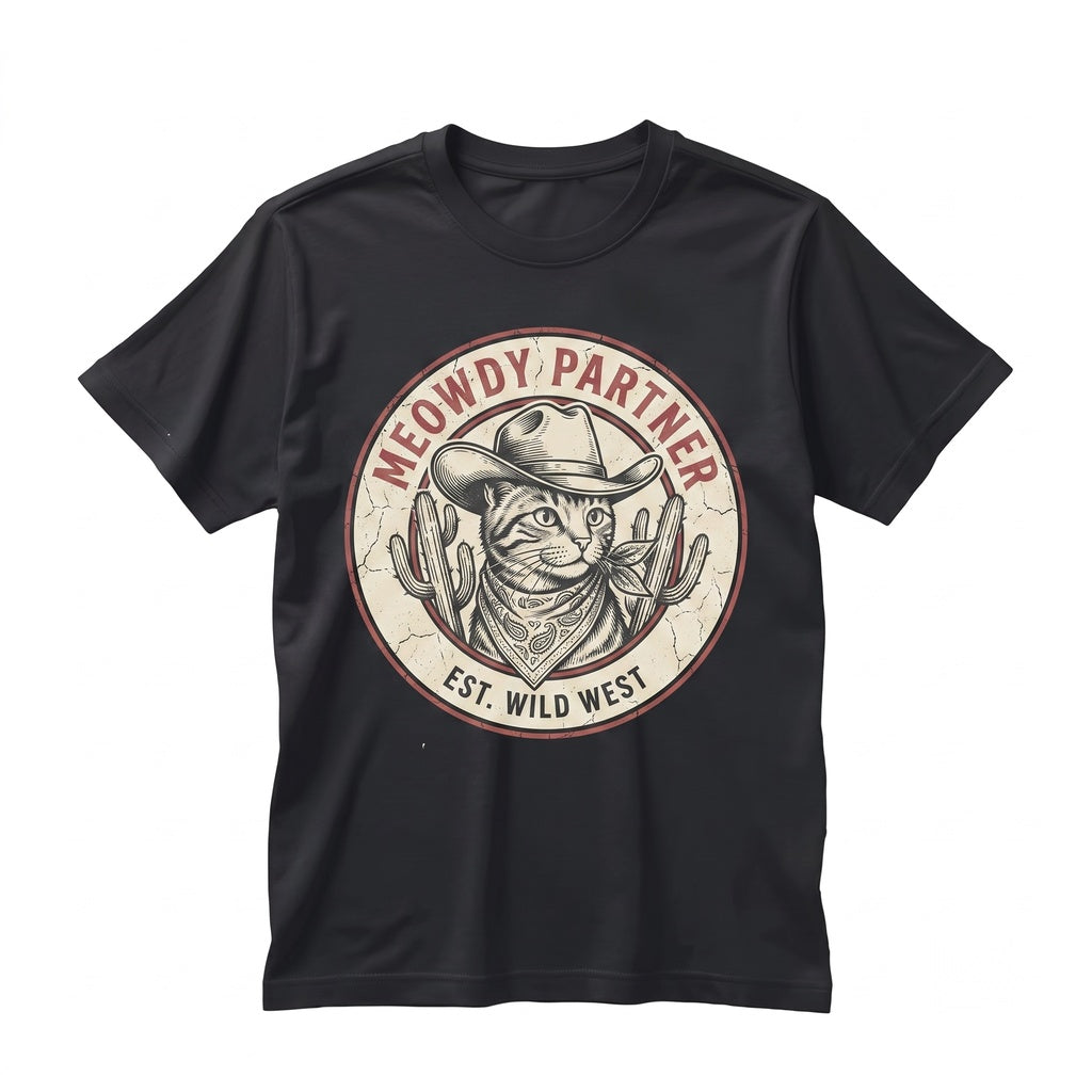 Cowboy Cat Meowdy Partner Vintage Ranch Western Graphic Kitten Lover Gift Apparel Unisex TShirt
