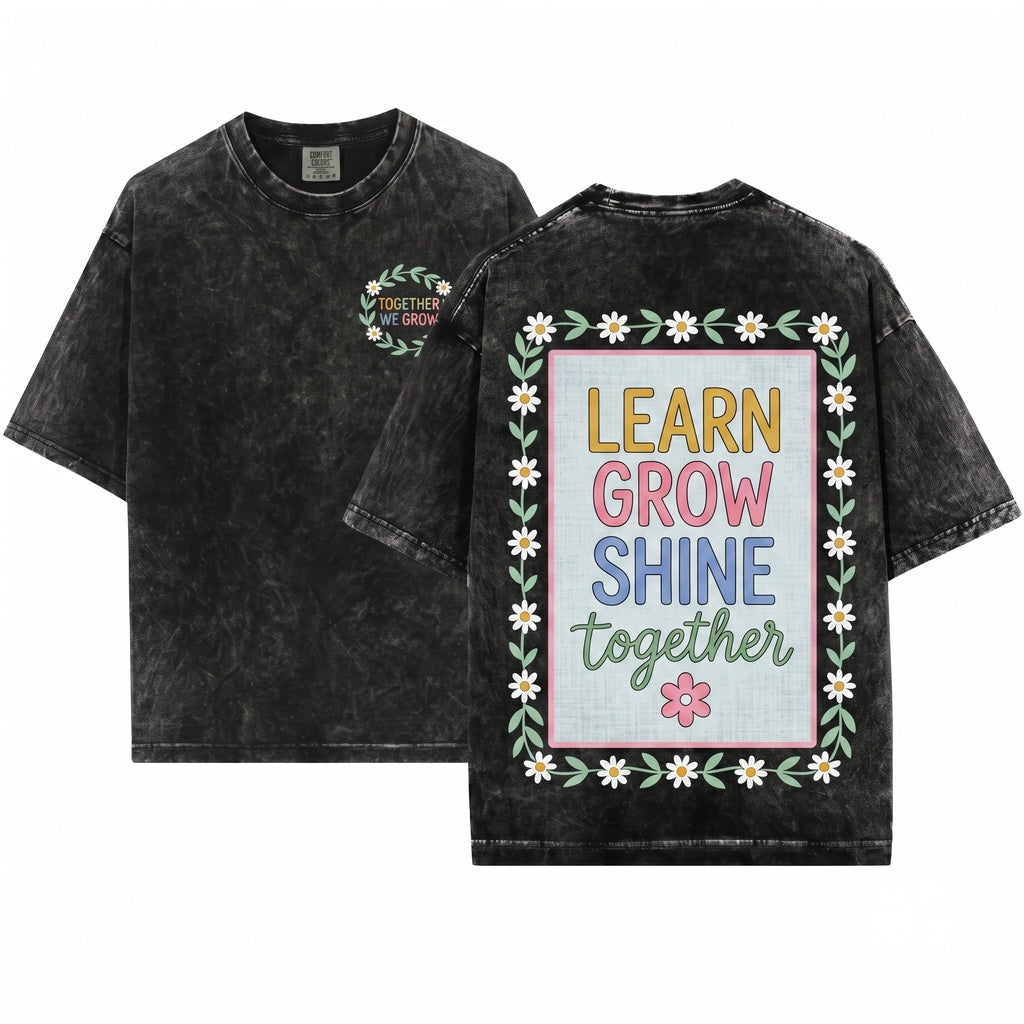 Inspirational Teacher Learning Journey Student Growth Floral Gift Apparel Unisex Wash T-Shirt