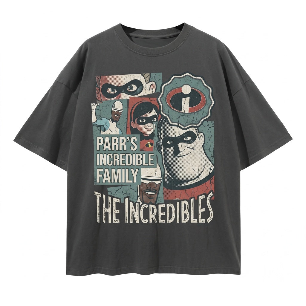 Vintage 2004 Superhero Family Movie Graphic Elastigirl Violet Dash Jack-Jack Oversized Apparel Unisex TShirt