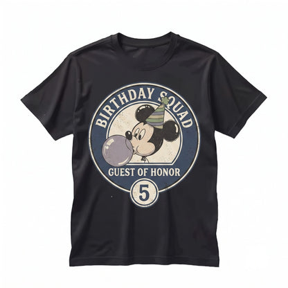 Custom Cartoon Mouse Friends Birthday Signature Present, Personalized Family Balloon Celebration Top, Unisex TShirt