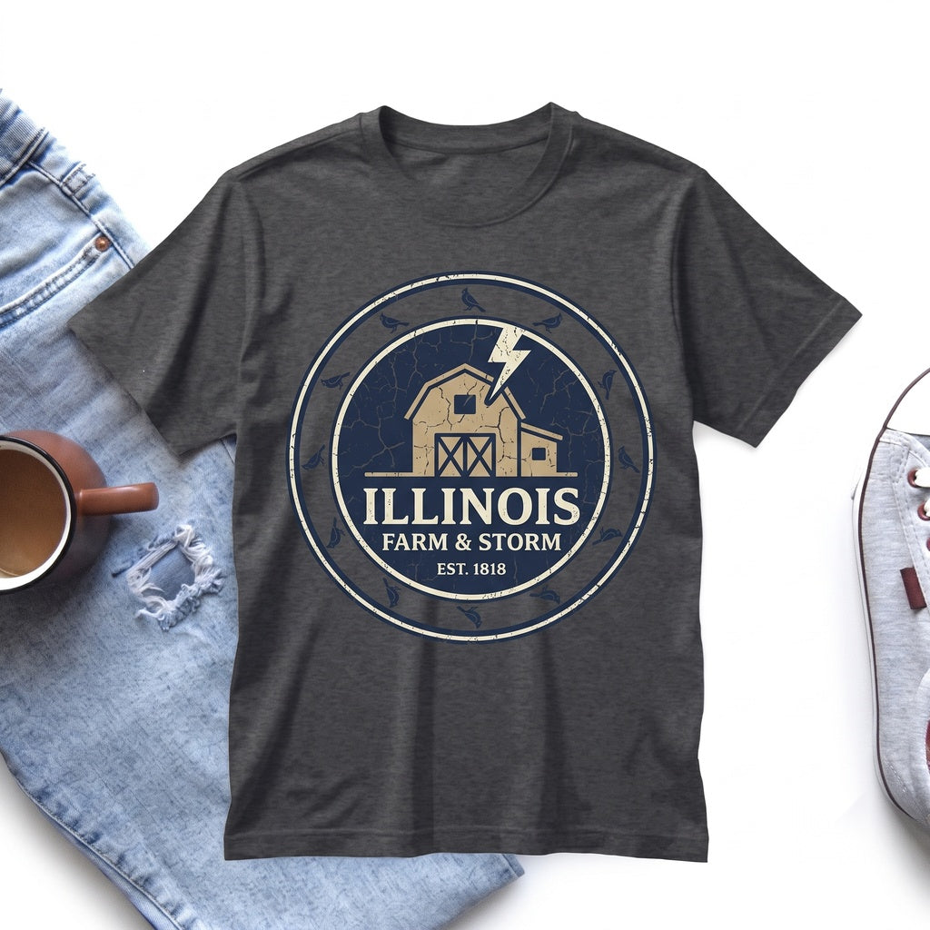 Illinois Fighting Illini Game Day Crewneck Sweatshirt Orange Navy Sport Fan Apparel Cotton Blend Unisex TShirt