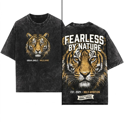 Vintage Big Cat Safari Wildlife Graphic Retro Jungle Tiger Gift Unisex Wash T-Shirt