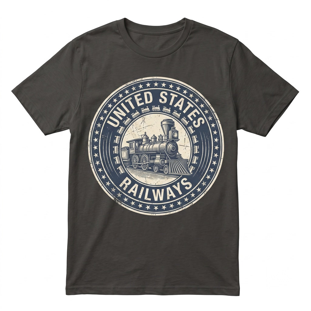 Patriotic USA Flag Locomotive Railroad Engineer Graphic Gift for Train Enthusiasts Unisex TShirt