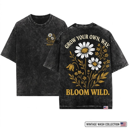 Vintage Wildflower Botanical Graphic Floral Nature Garden Lover Gift Boho Plant Art Daisy Top Unisex Wash T-Shirt