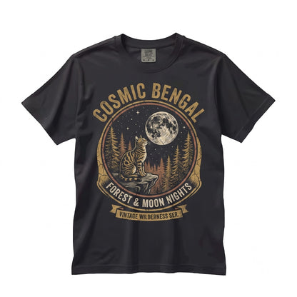 Vintage 90s Retro Bengal Cat Howling at the Full Moon Graphic Mom Gift Unisex TShirt