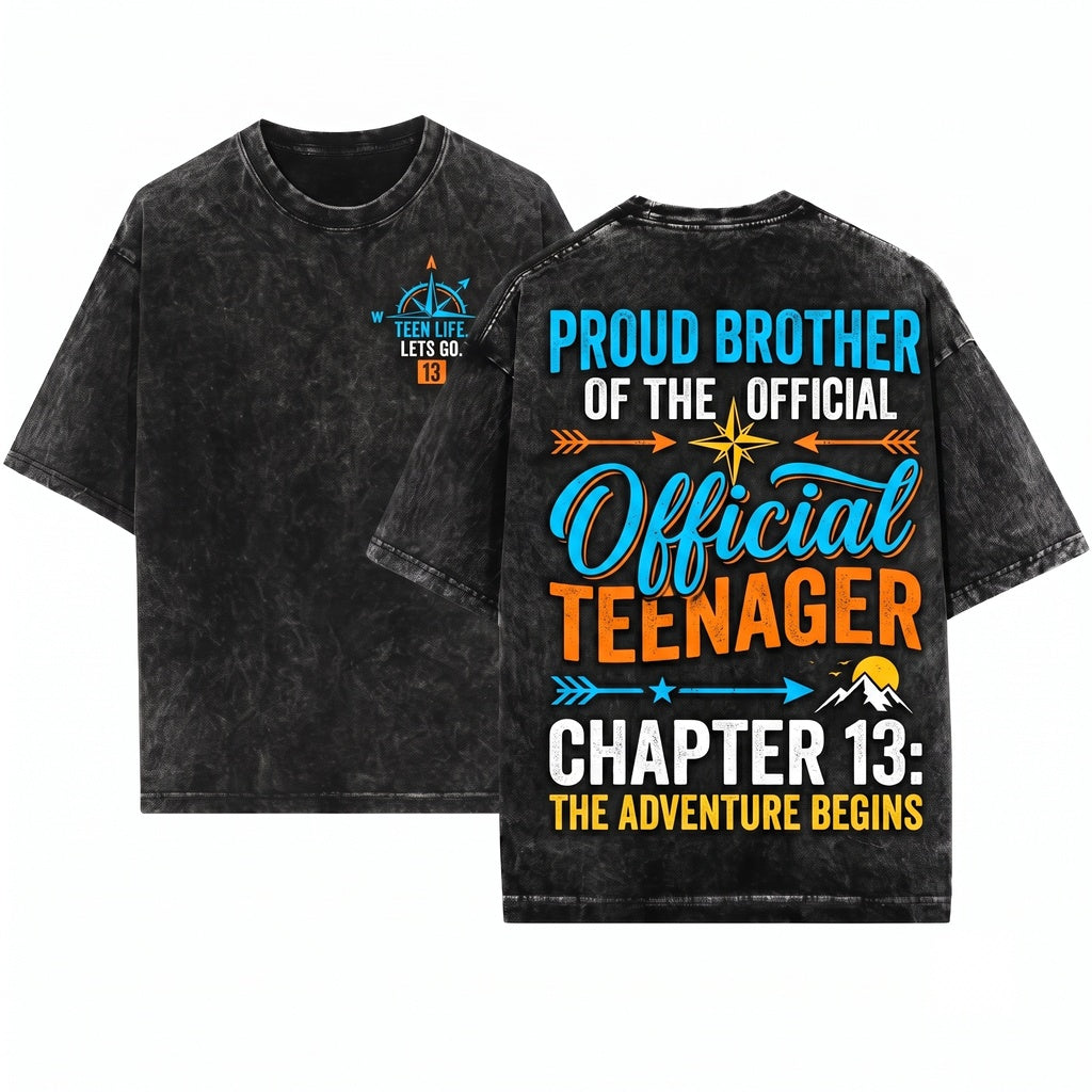 Proud Brother Official Teenager 13th Birthday Unisex Wash T-Shirt