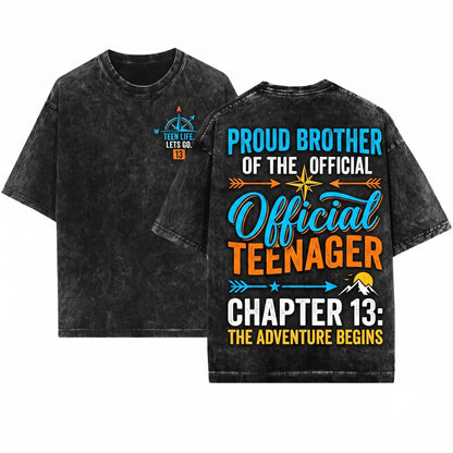 Proud Brother Official Teenager 13th Birthday Unisex Wash T-Shirt