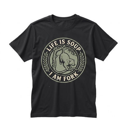 Life Is Soup I Am Fork Possum Opossum Gift Dark Academia Funny Gen Z Weird Meme Ironic Unisex TShirt