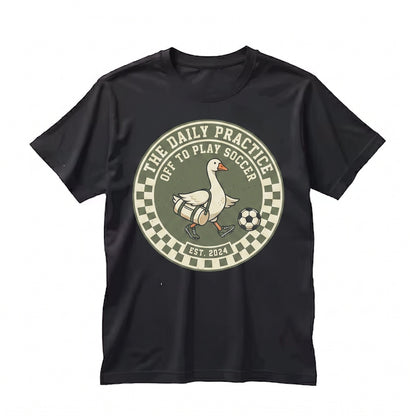 Off To Play Soccer Funny Goose Graphic Sports Mom Dad Fathers Day Gift Unisex TShirt