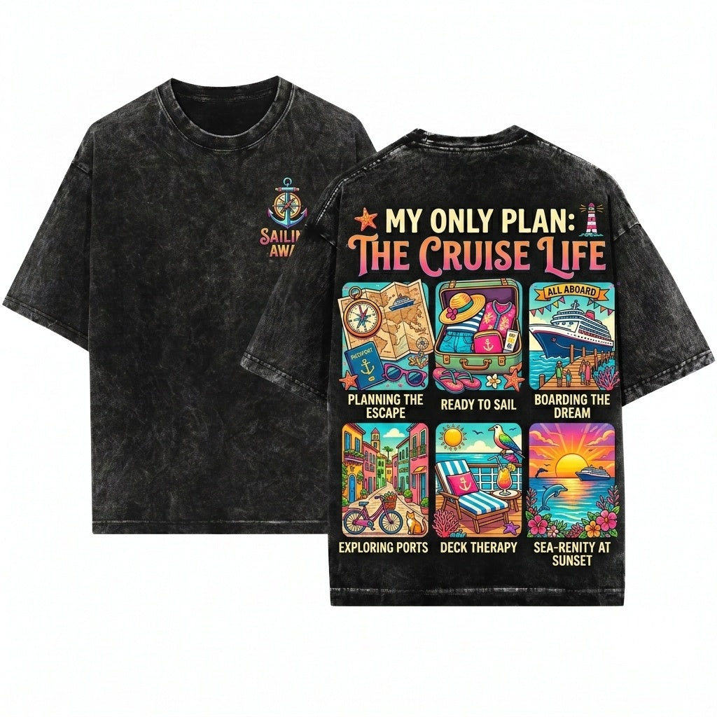 Funny Cruise Vacation Planner Things I Do In My Spare Time Graphic Novelty Unisex Wash T-Shirt