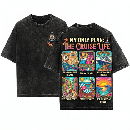 Funny Cruise Vacation Planner Things I Do In My Spare Time Graphic Novelty Unisex Wash T-Shirt